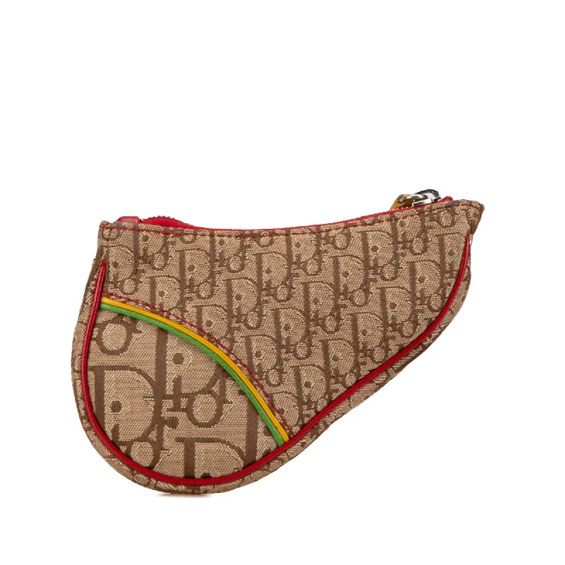 Brown Dior Diorissimo Rasta Saddle Coin Pouch