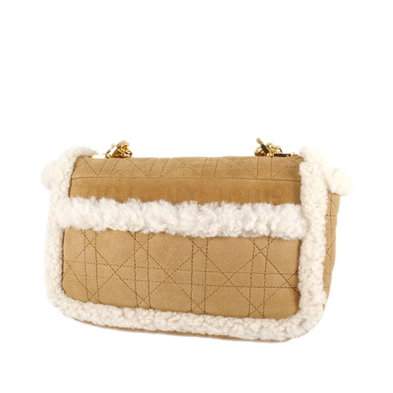 Dior Caro Bag Small Beige Shearling Suede