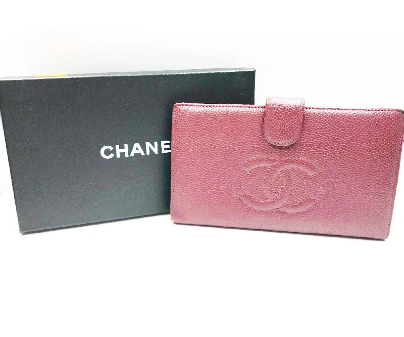 Chanel Limited Edition Handbag for CollectorsCHANEL Classic Burgundy Caviar Bi Fold Long Wallet