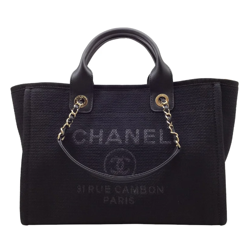 Chanel Handbag with Adjustable Strap for ComfortCHANEL Deauville AS3257 Black Tote Bag Handbag Shoulder Women Men Unisex