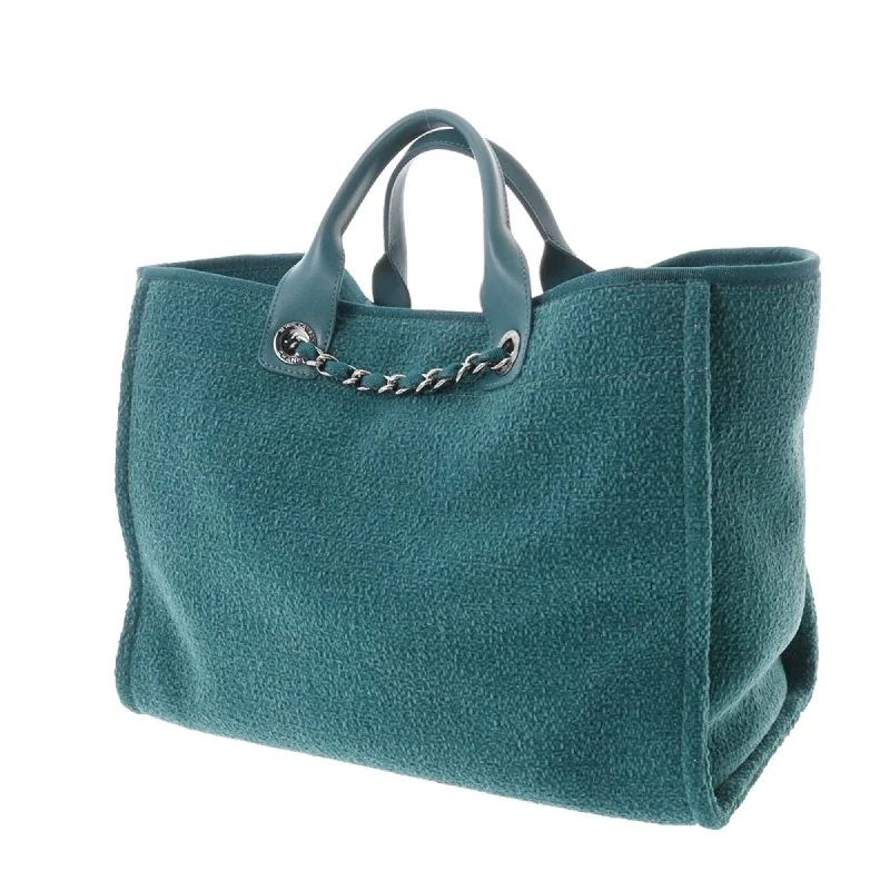 Chanel Colorful Handbag for Spring OutfitsCHANEL Deauville GM Blue Green Ladies Straw Leather Bag