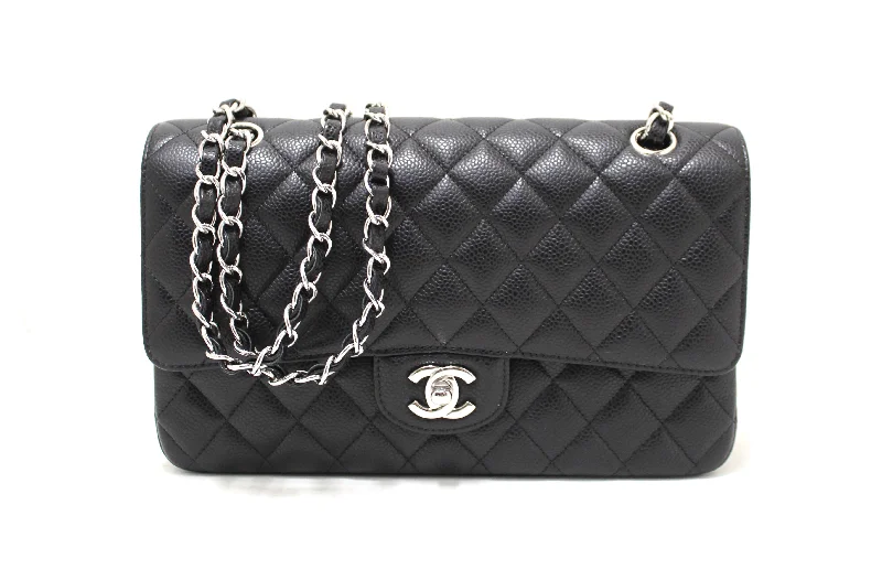 Chanel Luxury Handbag for High - End EventsChanel Classic Black Quilted Caviar Leather Classic Medium Double Flap Bag