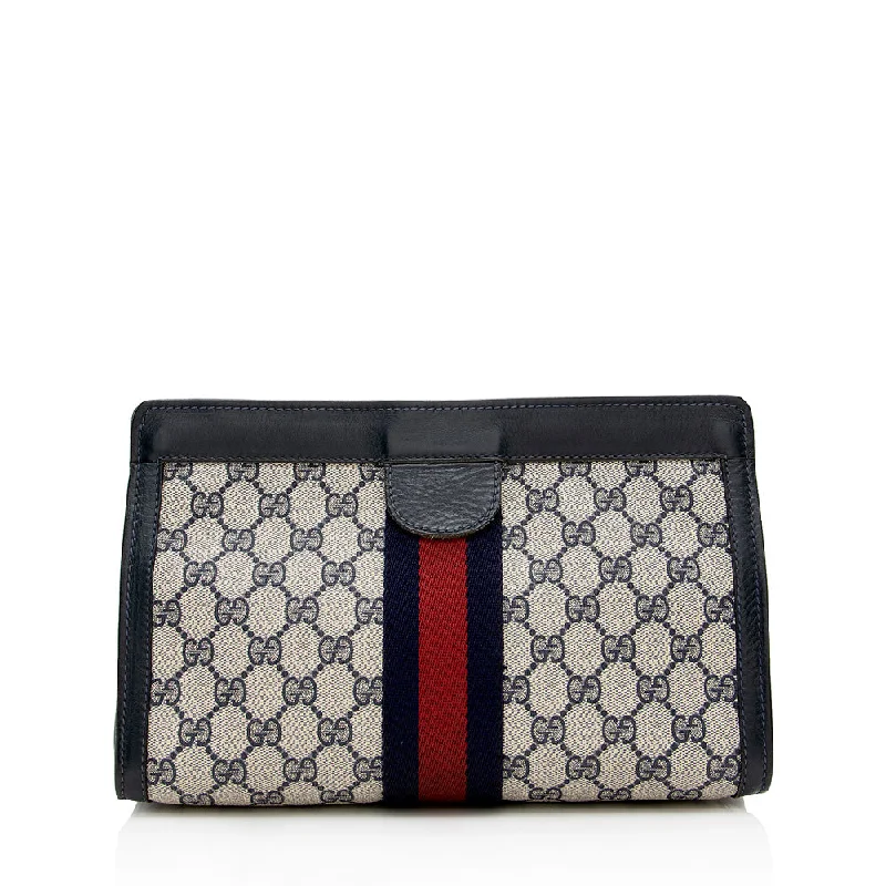 Gucci handbags for women with a patent - leather finishGucci Vintage GG Plus Web Clutch - FINAL SALE