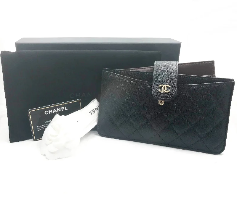 Chanel Medium Tote Bag for Office LadiesCHANEL Classic Black Caviar 2 Set Pouch Long Wallet