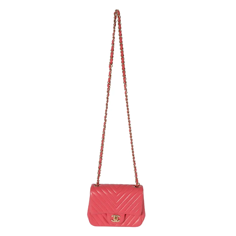 Chanel New Arrival Handbag with Gold HardwareCHANEL Chevron Pink Lambskin Mini Flap Bag