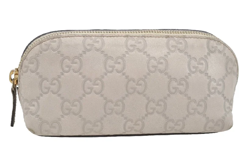 Ladies Gucci handbags with a detachable coin purse insideAuthentic GUCCI Vintage Guccissima GG Leather Pouch Purse 141811 White 4076I