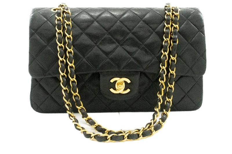 Chanel Black Handbag for Business MeetingsCHANEL Classic Double Flap 10" Chain Shoulder Bag Black Lambskin