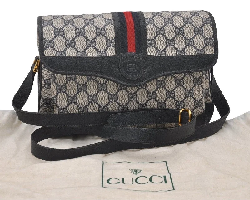 Ladies Gucci Dionysus bags with a star - shaped charmAuthentic GUCCI Sherry Line Shoulder Cross Bag GG PVC Leather Navy Blue 3694I