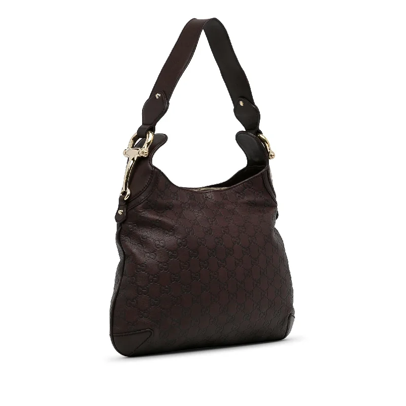 Gucci backpacks for women with a multi - pocket designGucci Guccissima Horsebit Creole Hobo (pRoFuj)