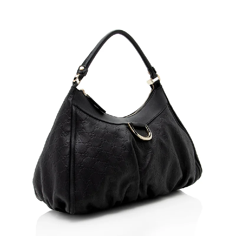 Ladies Gucci handbags with a detachable coin purse insideGucci Guccissima Leather D Ring Hobo (SHF-18480)