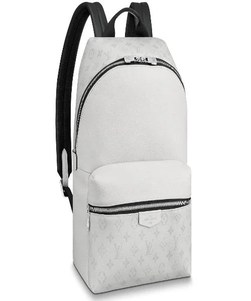 Louis Vuitton handbags with a beaded trim for a touch of glamourLouis Vuitton Discovery Backpack PM Taiga Leather Monogram White